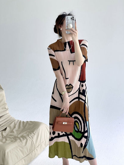 Funny Red Lips Graffiti Print T-Shirt Dress