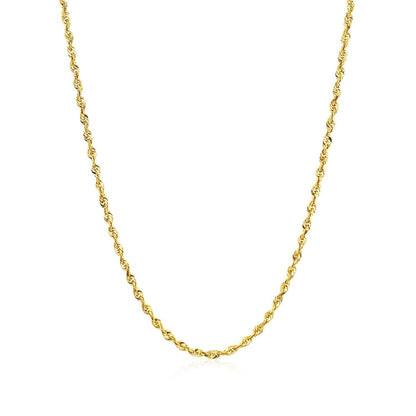 2.0mm 14k Yellow Gold Solid Diamond Cut Rope Chain