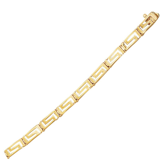 Bracelet fantaisie en or jaune 14 carats avec motif grec.