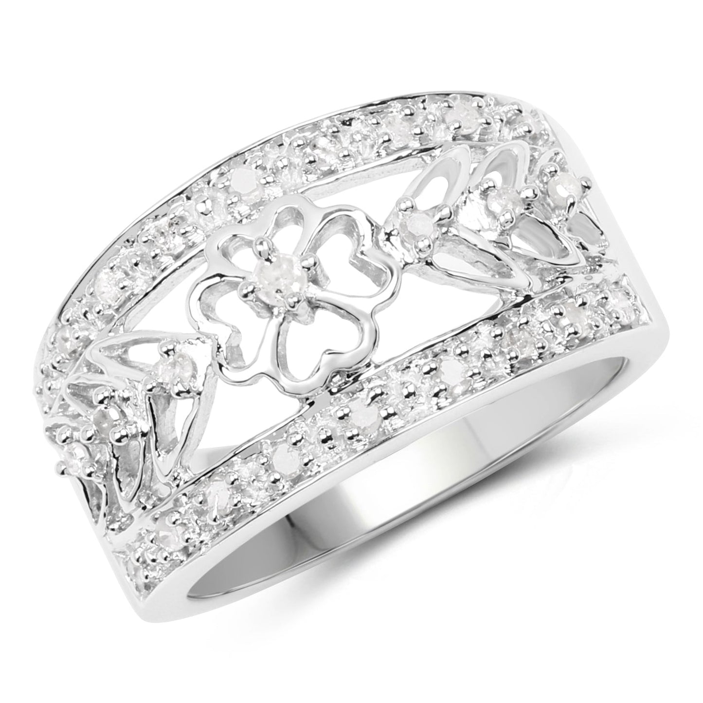 0.31 Carat Genuine White Diamond .925 Sterling Silver Ring