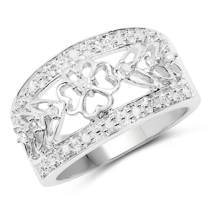 0.31 Carat Genuine White Diamond .925 Sterling Silver Ring