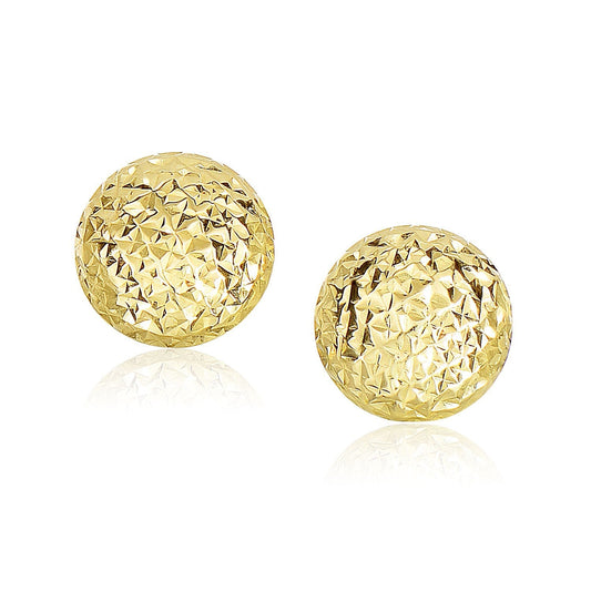 Boucles d'oreilles rondes bouffantes en or jaune 14 carats avec coupes diamantées