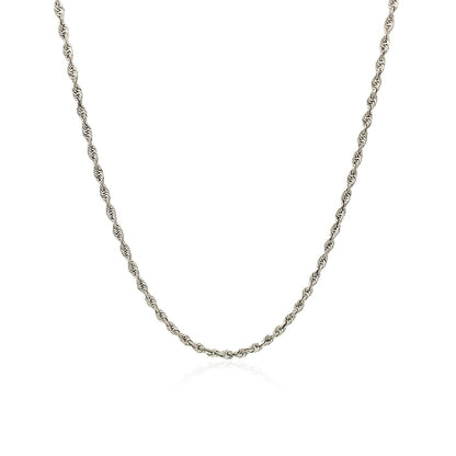 10k White Gold Solid Diamond Cut Rope Chain 1.5mm