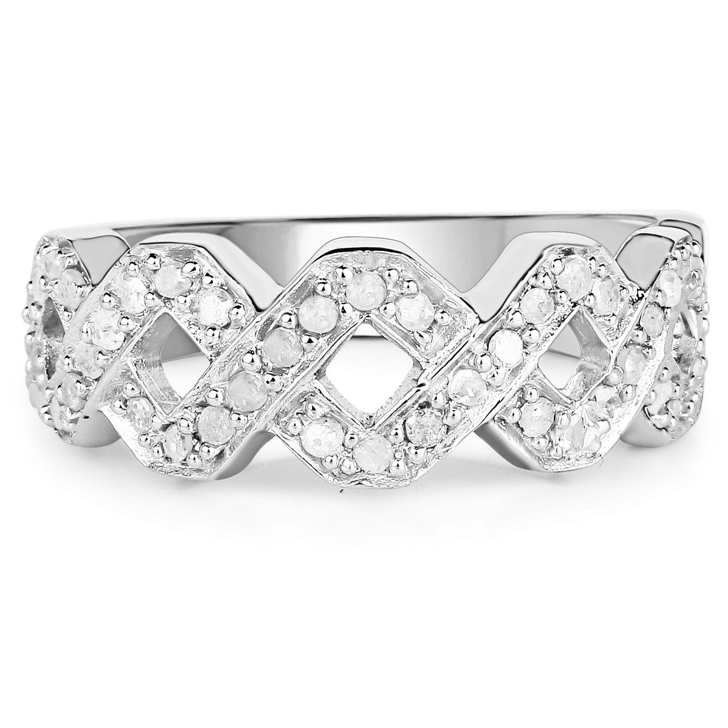 0.40 Carat Genuine White Diamond .925 Sterling Silver Ring
