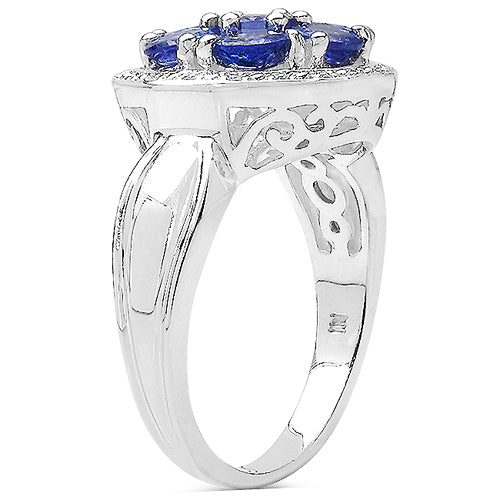 1.61 Carat Genuine Tanzanite .925 Sterling Silver Ring