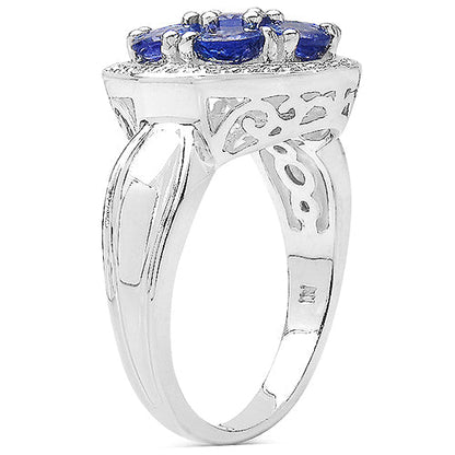 1.61 Carat Genuine Tanzanite .925 Sterling Silver Ring