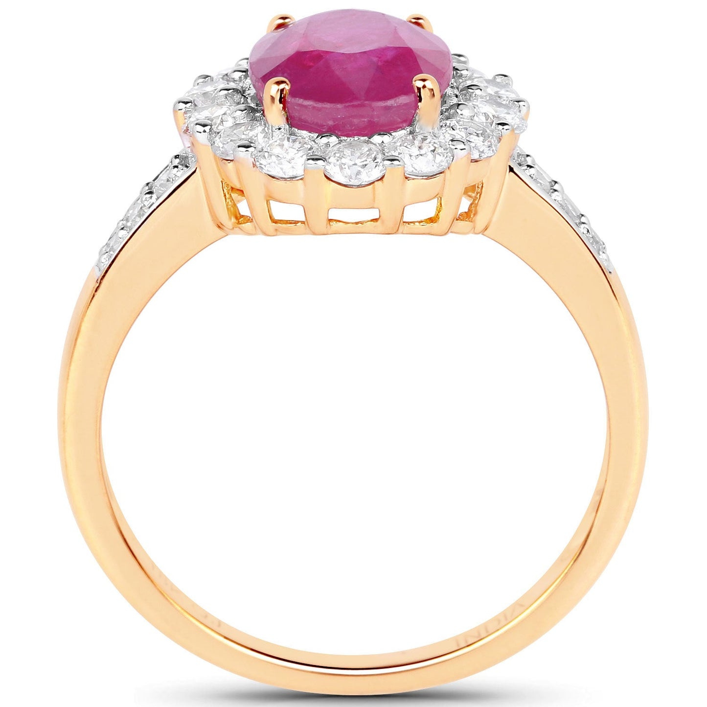 2.84 Carat Genuine Burma Ruby and White Diamond 18K Yellow Gold Ring