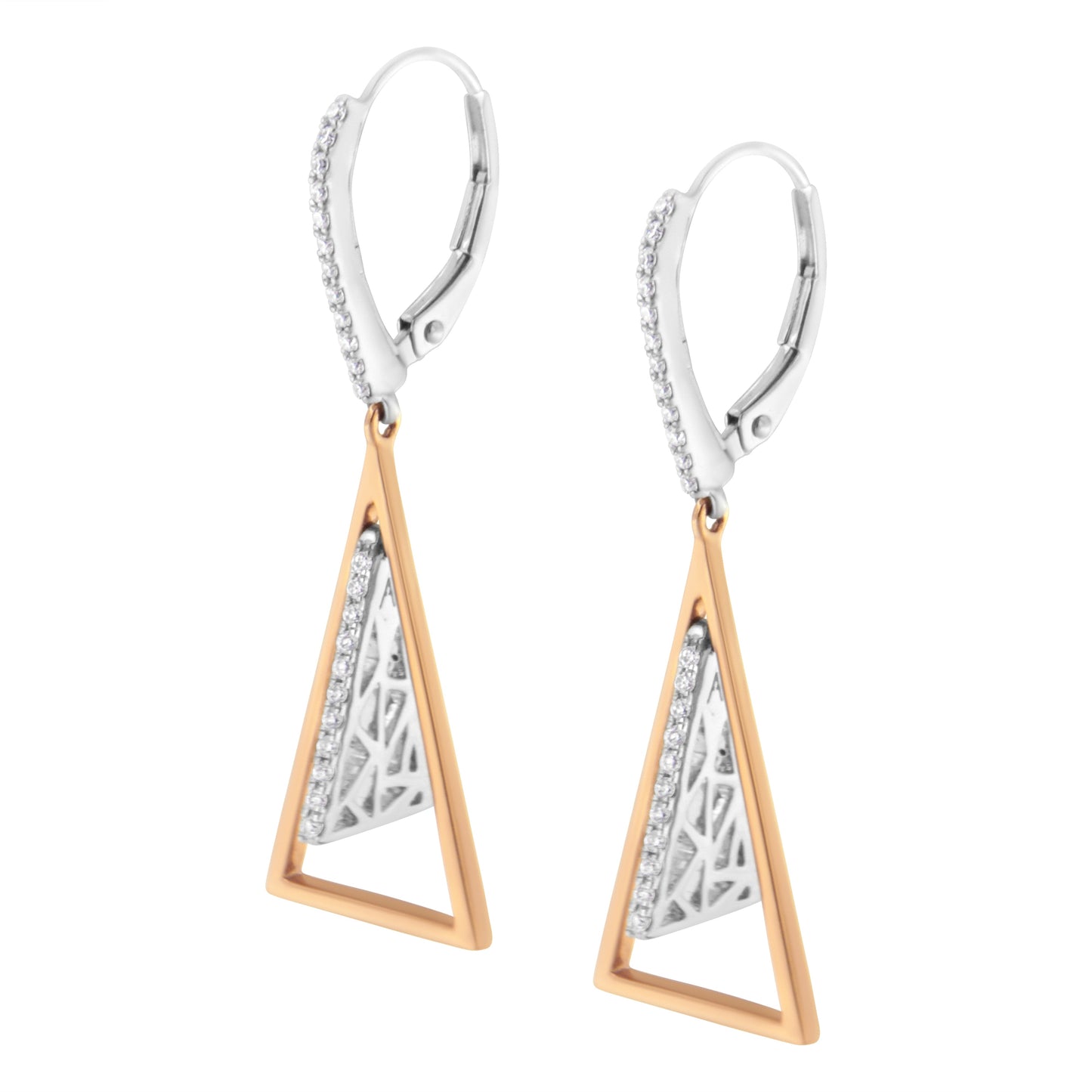 14K Rose and White Gold 3/8 Cttw Diamond Windchime Drop and Dangle Earring (G-H Color, SI1-SI2 Clarity)