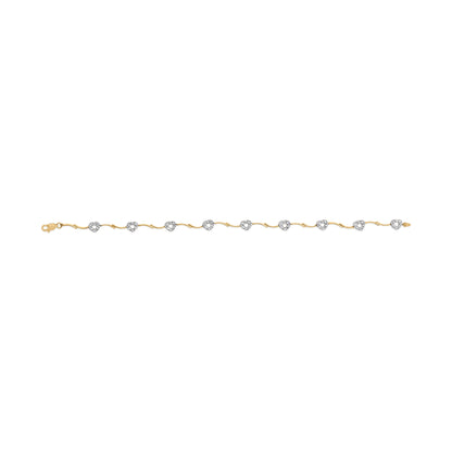 10k Two-Tone Gold 1/3 Cttw Diamond Pave Set Heart S-Link 7.25" Bracelet (I-J Color, I2-I3 Clarity)