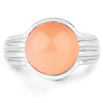 6.00 Carat Genuine Peach Moonstone .925 Sterling Silver Ring