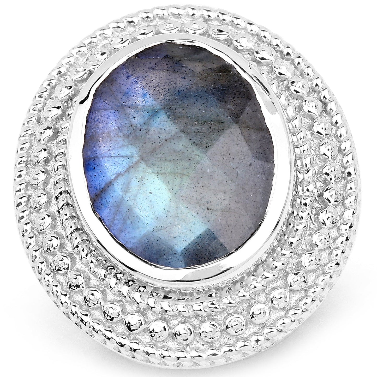 7.00 Carat Genuine Labradorite .925 Sterling Silver Ring