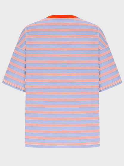 Striped Round Neck Half Sleeve T-Shirt