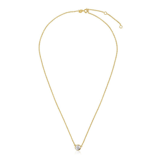 Collier en or jaune 14 carats de 43 cm avec topaze blanche ronde