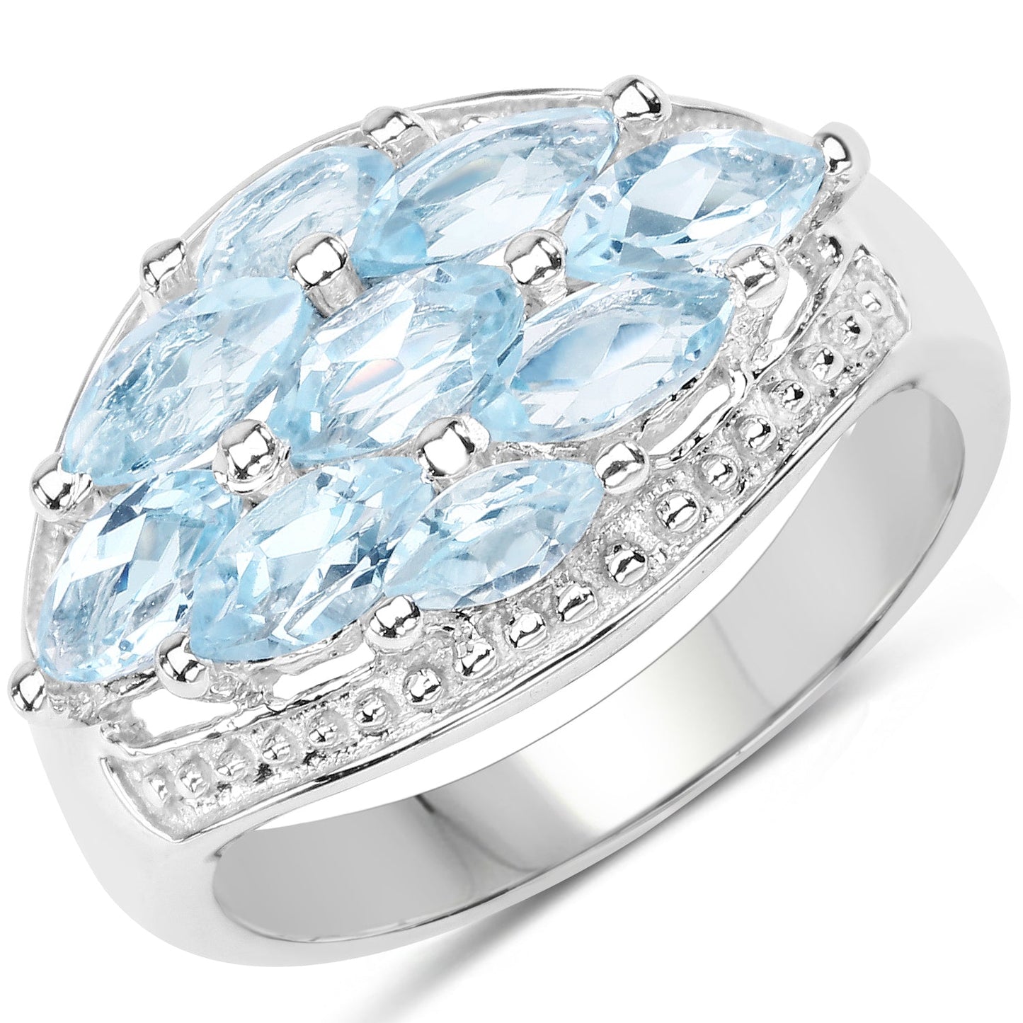 2.50 Carat Genuine  Blue Topaz .925 Sterling Silver Ring