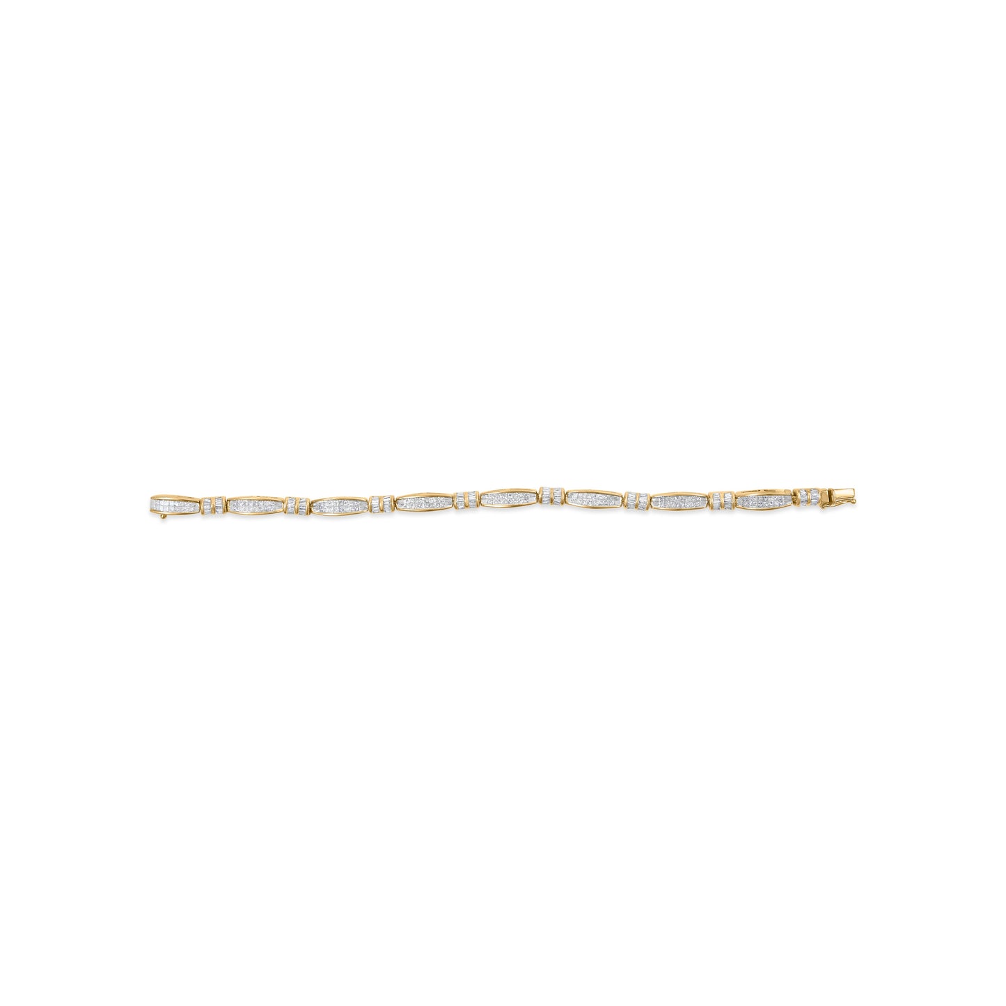 14K Yellow Gold Princess and Baguette Cut Diamond Beaded Bracelet (3.00 cttw, H-I Color, SI1-SI2 Clarity)