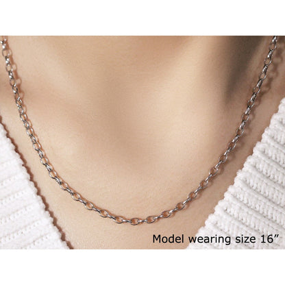 3.2mm 14k White Gold Oval Rolo Chain