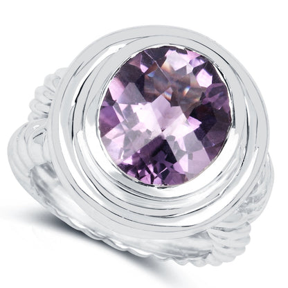 6.92 Carat Genuine Amethyst .925 Sterling Silver Ring