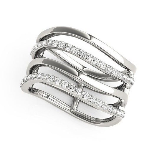 Bague multi-bandes en or blanc 14 carats avec diamants (total 3/8 carat)