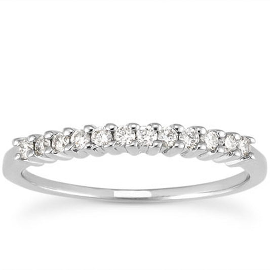 Bague de mariage en or blanc 14 carats avec diamants à griffes relevées et partagées