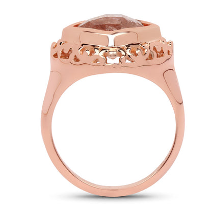 14K Rose Gold Plated 3.25 Carat Genuine Pink Rutile .925 Sterling Silver Ring