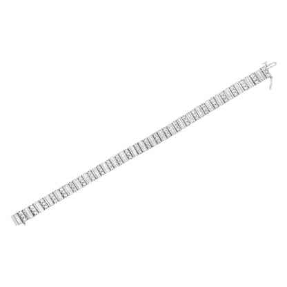 14K White Gold 4 7/8 cttw Baguette & Round Brilliant-Cut Diamond Channel- & Prong-Set Tennis Bracelet (I-J Color, I1-I2 Clarity) - Size 7.25"