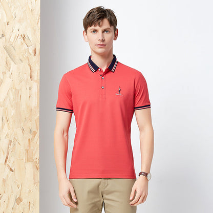 Rego Men's Business Polo Shirt - Summer Solid Color T-shirt