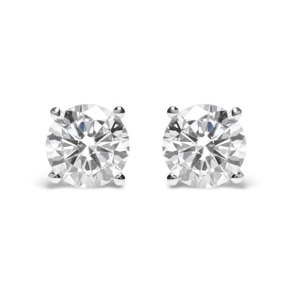 IGI Certified 14K White Gold 5.00 Cttw Round Brilliant-Cut Lab Grown Diamond Classic 4-Prong Stud Earrings with Screw Backs (F-G Color, SI1 Clarity)
