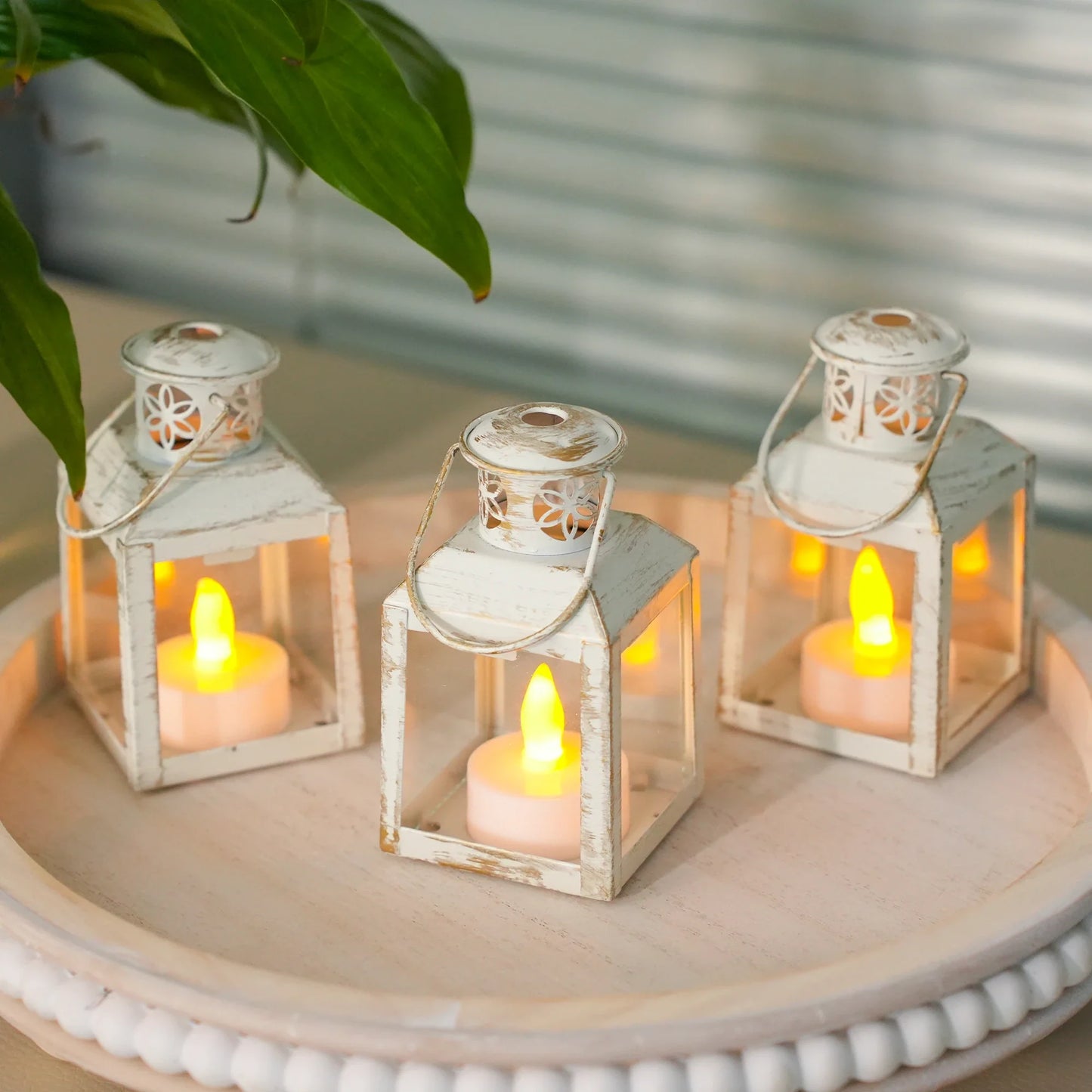 6 Pcs Small Metal Candle Lanterns Vintage Hanging House Tealight Lantern