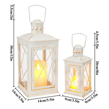 Set of 2 Decorative Candle Lantern Metal Candle Holder Hanging Lantern