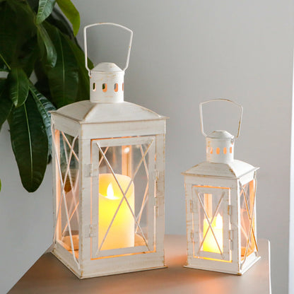 Set of 2 Decorative Candle Lantern Metal Candle Holder Hanging Lantern