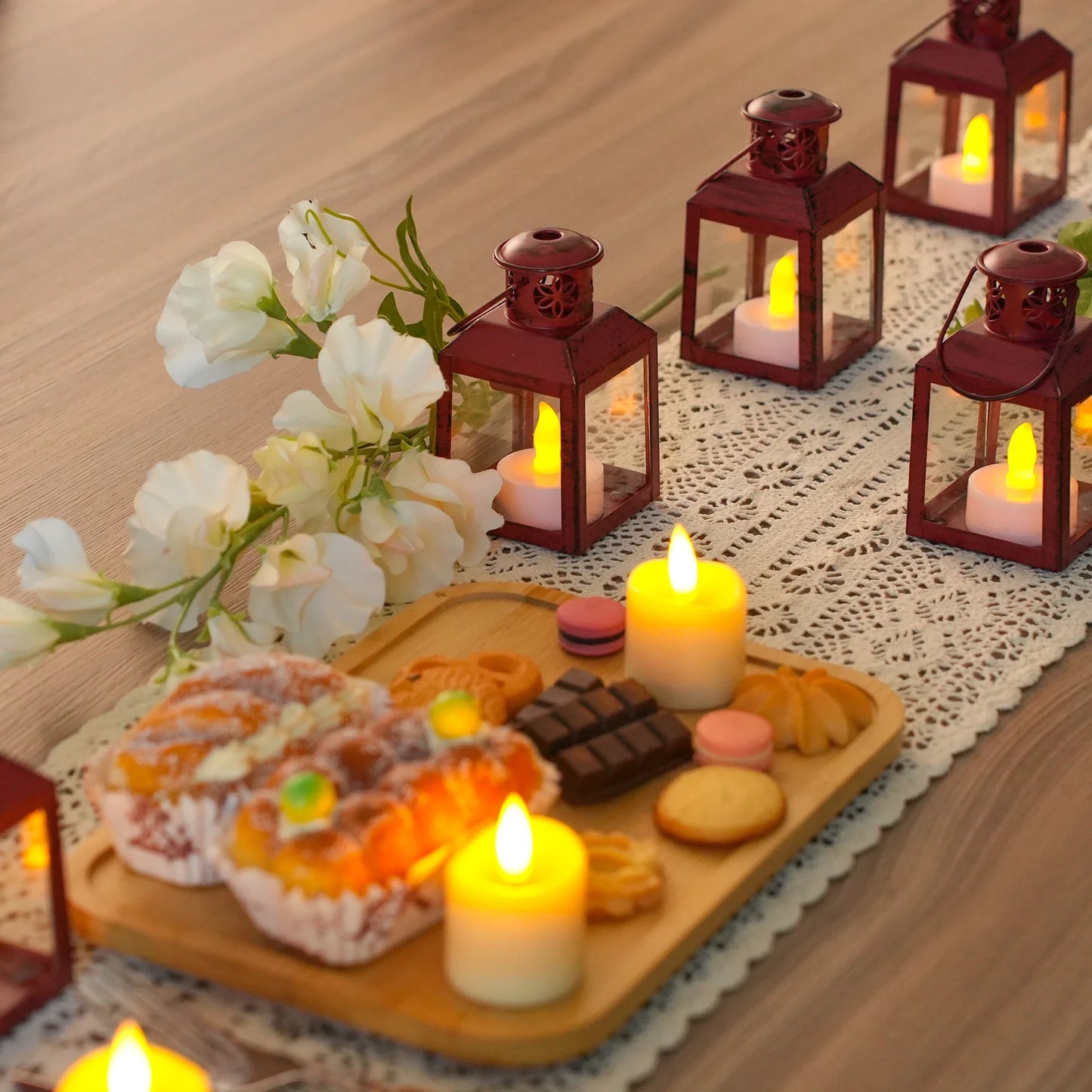 6 Pcs Small Metal Candle Lanterns Vintage Hanging House Tealight Lantern