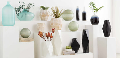 Pitfour Blue White Ceramic Outdoor Vase Set