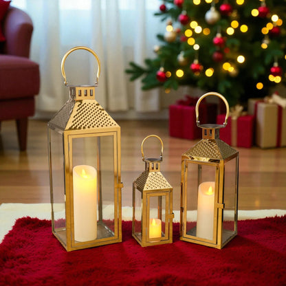 19.5"H Elegant Gold Stainless Steel Lantern