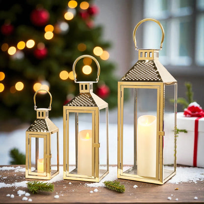 19.5"H Elegant Gold Stainless Steel Lantern