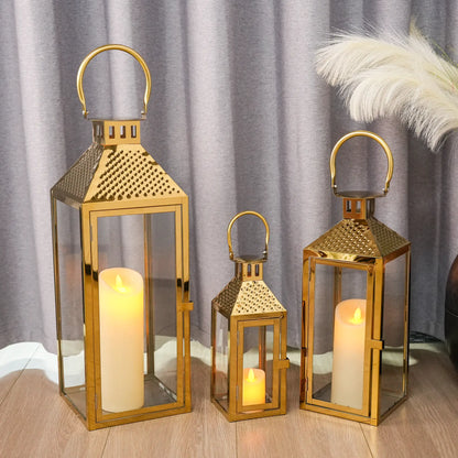 19.5"H Elegant Gold Stainless Steel Lantern