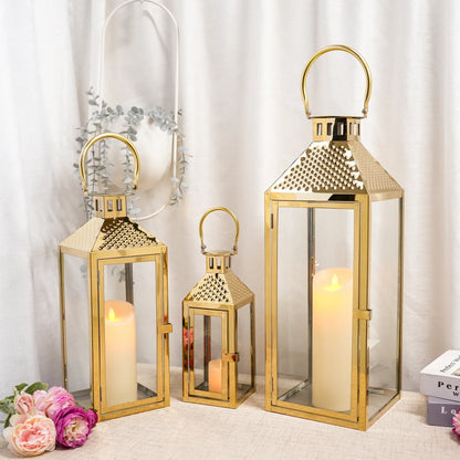 19.5"H Elegant Gold Stainless Steel Lantern
