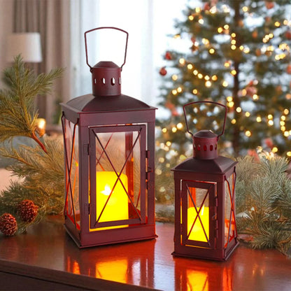 Set of 2 Decorative Candle Lantern Metal Candle Holder Hanging Lantern