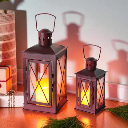 Set of 2 Decorative Candle Lantern Metal Candle Holder Hanging Lantern