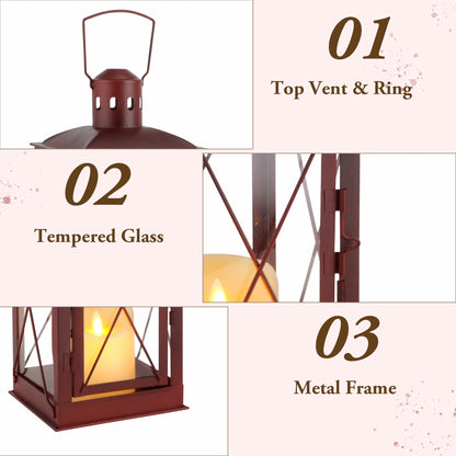 Set of 2 Decorative Candle Lantern Metal Candle Holder Hanging Lantern