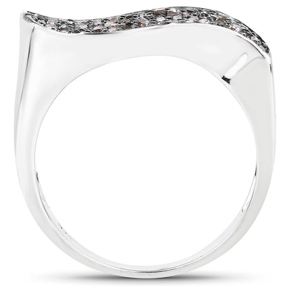 0.21 Carat Genuine Champagne Diamond .925 Sterling Silver Ring