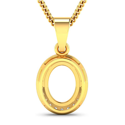 0.22 Carat Genuine White Diamond 14K Yellow Gold Semi Mount Pendant - holds 9x7mm Oval Gemstone