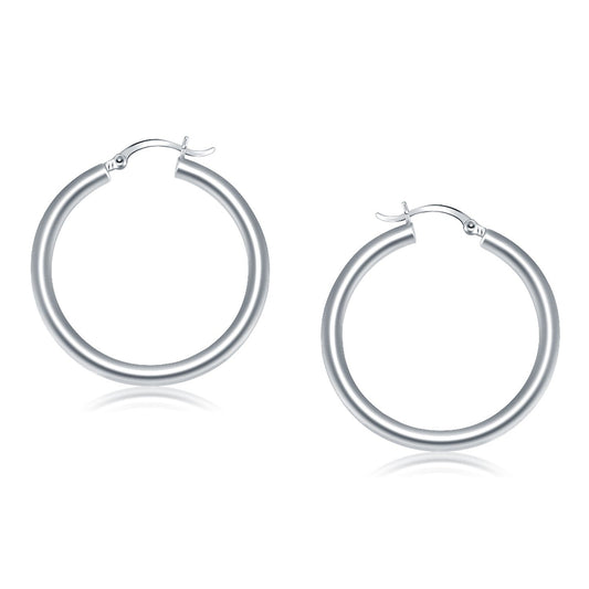 Boucles d'oreilles créoles polies en or blanc 14 carats (40 mm)