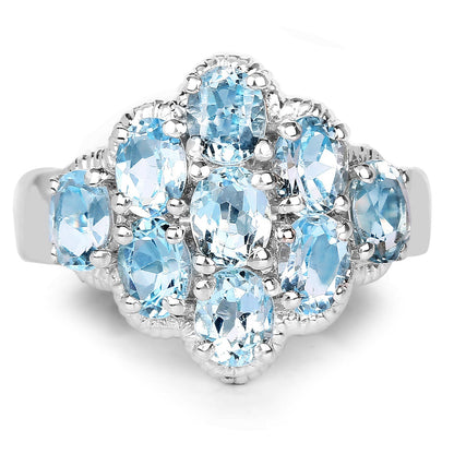 3.24 Carat Genuine Blue Topaz .925 Sterling Silver Ring