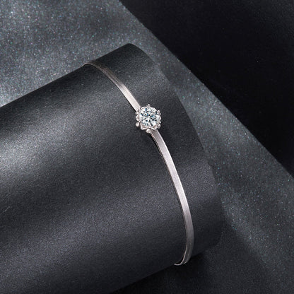 925 Sterling Silver Moissanite 0.50 Carat Bracelet with Pavé Setting and White Gold Plating for Women