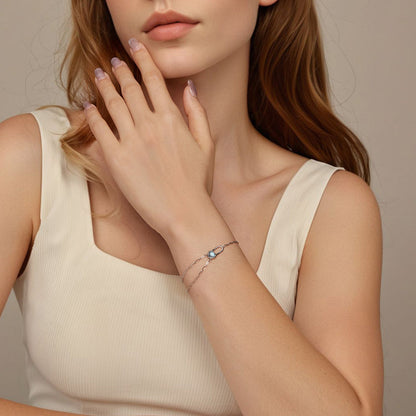 925 Sterling Silver Aquamarine Bracelet for Women