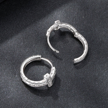925 Sterling Silver Moissanite Earrings 1.3cm for Women