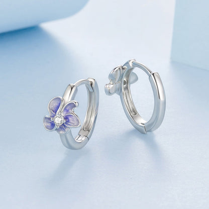 925 Sterling Silver White Gold Plated Enamel CZ Hoop Earrings for Women