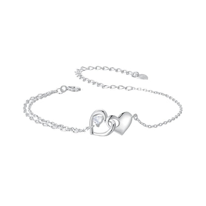 925 Sterling Silver Bracelet with Pave Setting CZ and White Gold Plating