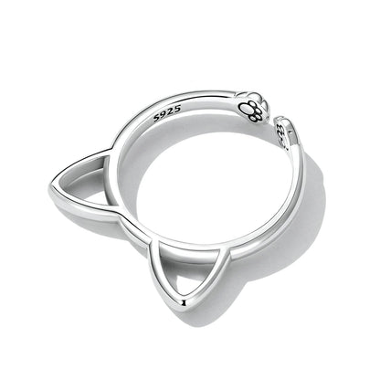925 Sterling Silver Oxidized Paw Design Ring