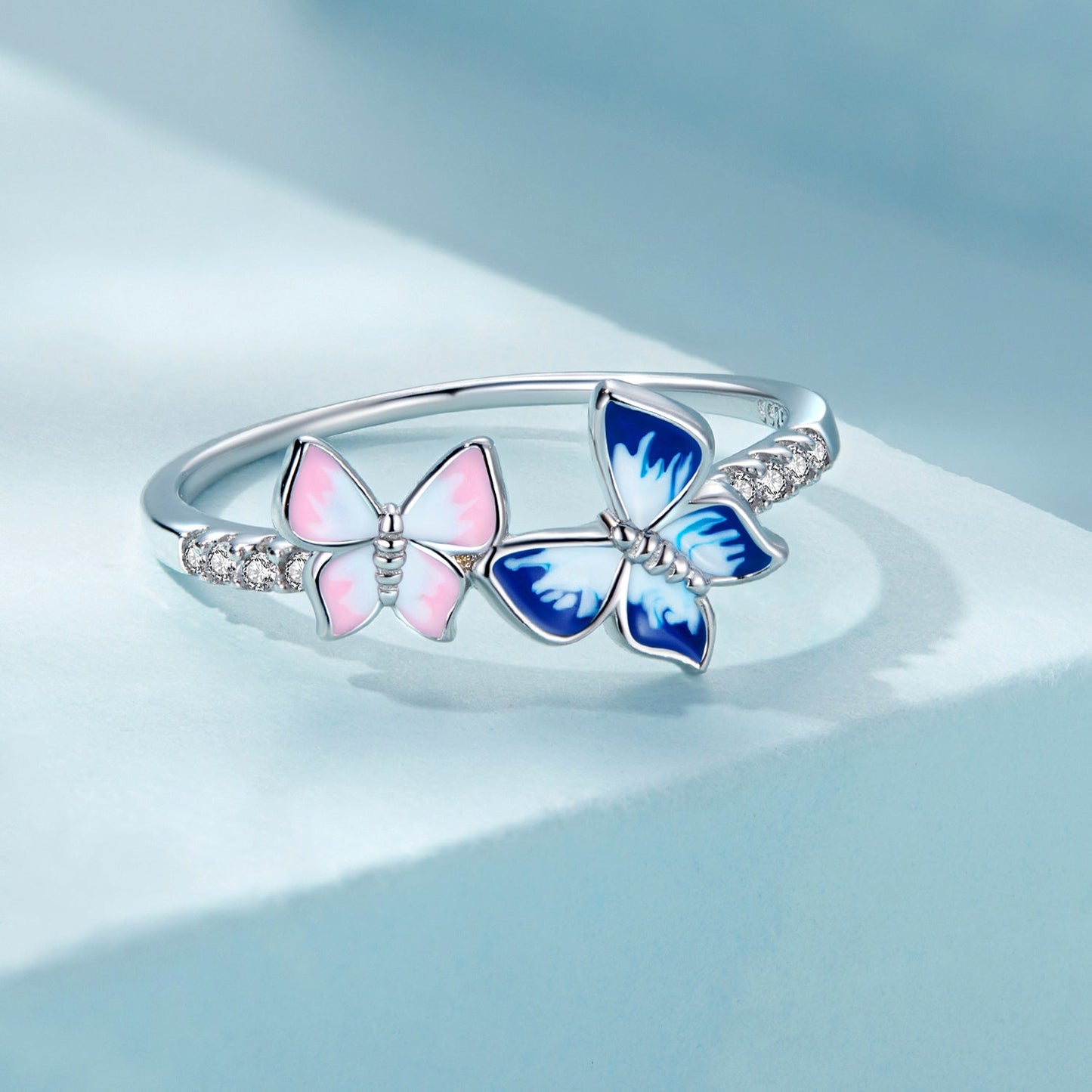 925 Sterling Silver Enamel Plated Ring Size 6 for Women